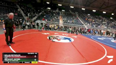 82 lbs Champ. Round 1 - Beckham Jacobs, Lander USA Wrestling vs Nolan Reynolds, Moorcroft Mat Masters Wrestling Club