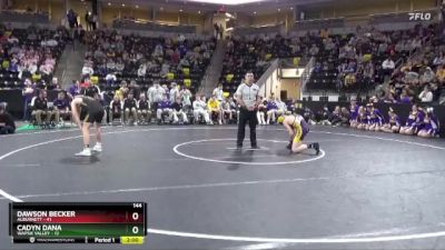 144 lbs Quarterfinal - Dawson Becker, Alburnett vs Cadyn Dana, Wapsie Valley