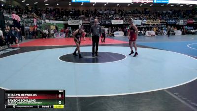 140 lbs Quarterfinal - THAILYN REYNOLDS, Wasilla High School vs Bryson Schilling, Student Wrestling Development Program