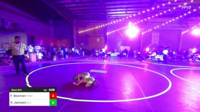 43 lbs Consi Of 8 #2 - Finlee Bowman, Team Tulsa WC vs Rocco Jamison, DC Elite