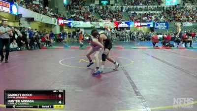 AA - 120 lbs 3rd Place Match - Hunter Arriaga, Flathead (Kalispell) vs Garrett Bosch, Glacier (Kalispell)