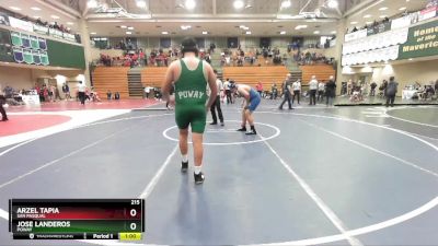 215 lbs Semifinal - Arzel Tapia, San Pasqual vs Jose Landeros, Poway