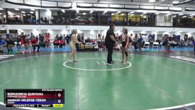 131 lbs 5th Place Match - Hannah Arledge-Teran, Albion vs Bopasoreya Quintana, Carthage College