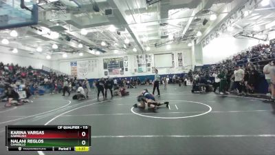 115 lbs Champ. Round 1 - Nalani Reglos, Camarillo vs Karina Vargas, Gabrielino