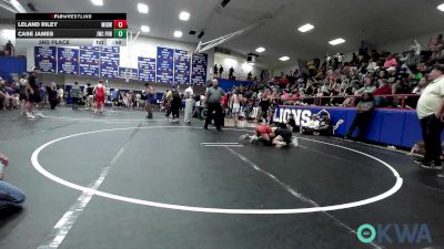 67 lbs 3rd Place - Leland Riley, Midwest City Bombers Youth Wrestling Club vs Case James, Jacket Wrestling Club