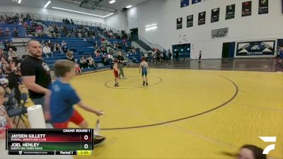 63 lbs Champ. Round 1 - Jayden Gillett, Powell Wrestling Club vs Joel Henley, North Big Horn Rams