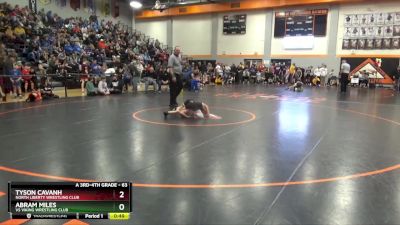 63 lbs Cons. Round 2 - Tyson Cavanh, North Liberty Wrestling Club vs Abram Miles, VS Viking Wrestling Club