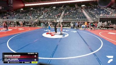 78 lbs Cons. Round 2 - Bridger Warner, Douglas Wrestling Club vs Dylan Hansen, Powell Wrestling Club