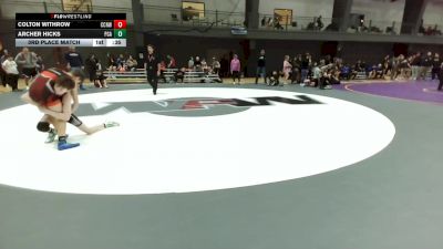 U16 FK - 106 lbs 3rd Place Match - Colton Withrow, CNWC Concede Nothing Wrestling Club vs Archer Hicks, Pioneer Grappling Academy