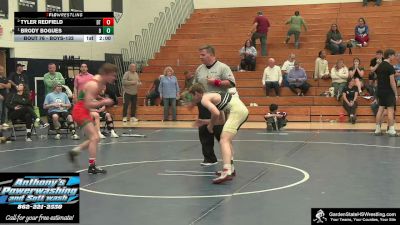 Boys-132 lbs 1st Place Match - Brody Bogues, Brower`s Brawlers vs Tyler Redfield, Clarke`s Dream Team