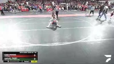 90 lbs Champ. Round 1 - Samuel Fahey, Oregon Youth Wrestling vs Cash Panske, Shawano