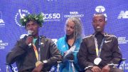 Lelisa Desisa reacts to winning the NYC Marathon
