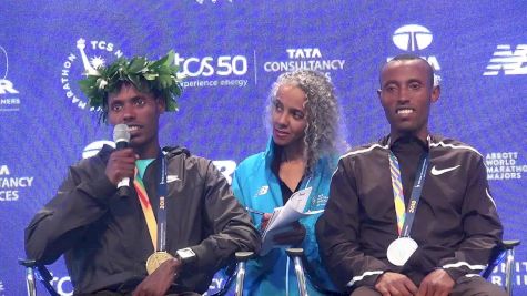 Lelisa Desisa reacts to winning the NYC Marathon