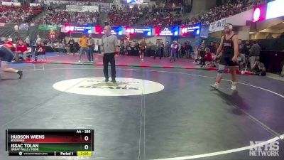 AA - 285 lbs Quarterfinal - Issac Tolan, Great Falls / MSDB vs Hudson Wiens, Bozeman