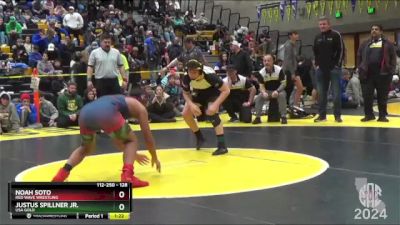 128 lbs Semifinal - Noah Soto, Red Wave Wrestling vs Justus Spillner Jr., USA Gold