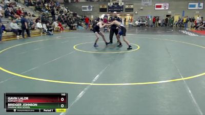 145 lbs Cons. Round 3 - Gavin Lalor, Bartlett High vs BRIDGER JOHNSON, Chugiak High School