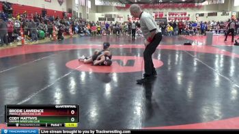 95 lbs Quarterfinal - Cody Matthys, Kindred Wrestling Club vs Brodie Lawrence, Pinnacle Wrestling Club