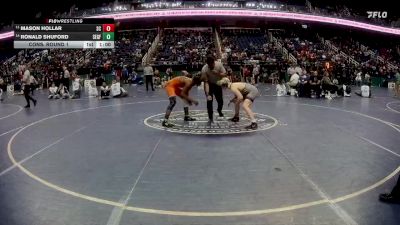 4A 144 lbs Cons. Round 1 - Ronald Shuford, Southeast Guilford vs Mason Hollar, South Caldwell High School