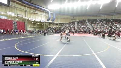 Girls 130 lbs Quarterfinal - Emmaline Snyder, Naches Valley (Girls) vs Geselle Razo, Grandview (Girls)