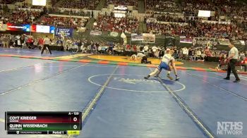 A - 120 lbs Champ. Round 1 - Quinn Wissenbach, Corvallis vs Coyt Krieger, Hardin