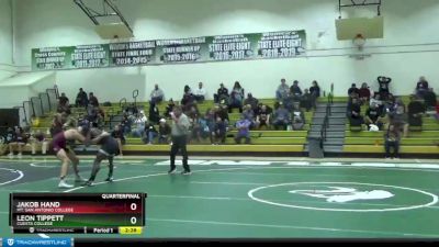 184 lbs Quarterfinal - Leon Tippett, Cuesta College vs Jakob Hand, Mt. San Antonio College