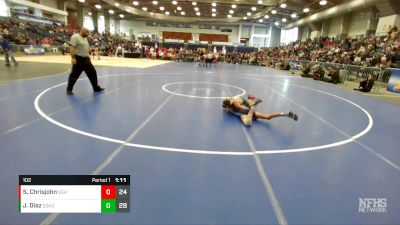 102 lbs Round 1 (3 Team) - Joel Diaz, Seaford Sr High vs Santiago Chrisjohn, Saugerties Sr HS