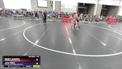 215 lbs Champ. Round 1 - Brody Sardina, Ringers Wrestling Club vs Jace Frick, Valley Elite Wrestling Club