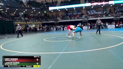 215 lbs Quarterfinal - Cody Barnes, Wrangell Wolves vs Landon Burke, Bethel High School