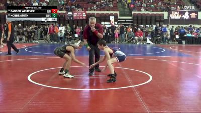 95 lbs Cons. Round 3 - Zander Weliever, Riverton USA Wrestling vs Kobbe Smith, Tongue River Wrestling Club