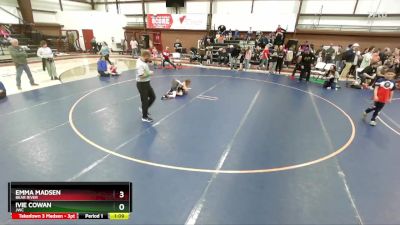 55 lbs Quarterfinal - Ivie Cowan, JWC vs Emma Madsen, Bear River