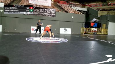 Cadet Boys Lower - 126 lbs Quarters - Lucas Carbajal, Temecula Valley High School Wrestling vs Grant Langstaff, Livermore Elite Wrestling Club