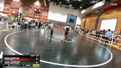 120 lbs Quarterfinal - Kade Wheeler, Dean Morgan vs Kade Johnston, Lincoln Middle School