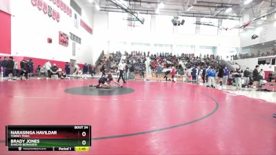 120 lbs Champ. Round 1 - Brady Jones, Rancho Bernardo vs Narasinga Havildar, Torrey Pines