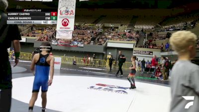 Bantam - 49 lbs Cons. Round 2 - Carlos Barreto, Strike Wrestling vs Audrey Castro, Savage House Wrestling Club