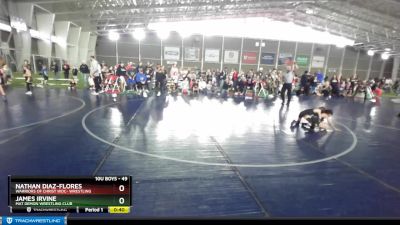 49 lbs Semifinal - Nathan Diaz-Flores, Warriors Of Christ WOC- Wrestling vs James Irvine, Mat Demon Wrestling Club