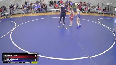 92 lbs Champ. Round 1 - Boone Utter, Sweet Home vs Leila Newman, Chetco Bears