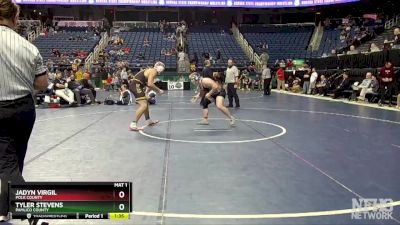 1A 215 lbs Semifinal - Tyler Stevens, Pamlico County vs Jadyn Virgil, Polk County