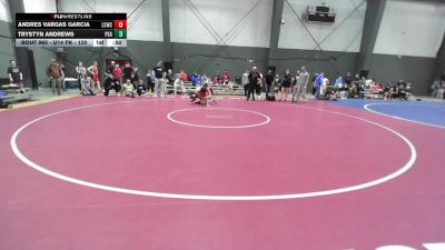 U14 FK - 120 lbs Cons. Semis - Andres Vargas Garcia, Lake Stevens Wrestling Club vs Trystyn Andrews, Pioneer Grappling Academy