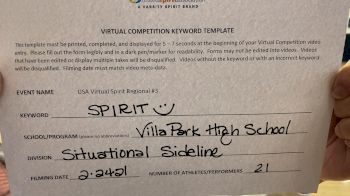 Villa Park High School [High School - High School Situational Sideline/Crowdleading Cheer] 2021 USA Virtual Spirit Regional #3