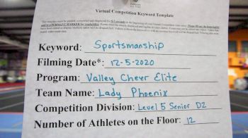 Valley Cheer Elite - Lady Phoenix [Level 5 L5 Senior] Varsity All Star Virtual Competition Series: Event VI