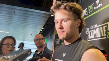 Justin Carbonneau Talks About Playing With Skill And Physicality At The 2025 NHL Draft Combine