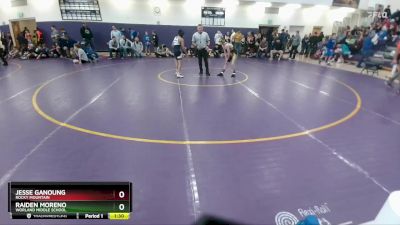 98 lbs Champ. Round 1 - Raiden Moreno, Worland Middle School vs Jesse Ganoung, Rocky Mountain