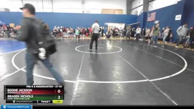 37-39 lbs Round 1 - Boone Jackson, Grangeville Youth WC vs Braden Nichols, Hawk Wrestling Club