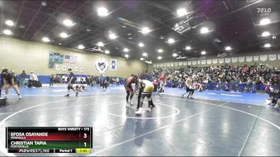 175 lbs Quarterfinal - Christian Tapia, Porterville vs Efosa Osayande, Peninsula