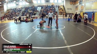 85 lbs Round 3 - Phillip Durden, Lake Gibson High School vs Brock Cidri-Bricker, Claw Wrestling