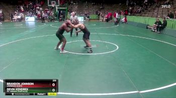 215 lbs 3rd Place Match - Devin Kendrex, Mt. Vernon (Fortville) vs Brandon Johnson, Lawrence North