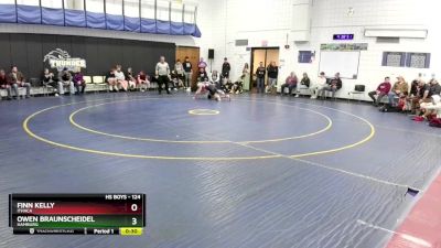 124 lbs Cons. Round 1 - Finn Kelly, Ithaca vs Owen Braunscheidel, Hamburg