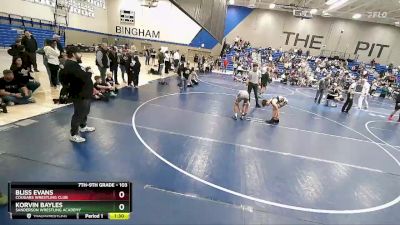 103 lbs Quarterfinal - Bliss Evans, Cougars Wrestling Club vs Korvin Bayles, Sanderson Wrestling Academy