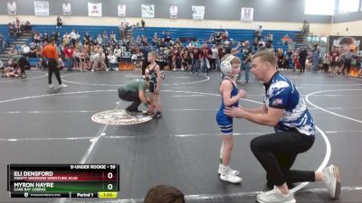 58 lbs Round 1 - Myron Hayre, Cane Bay Cobras vs Eli Densford, Mighty Warriors Wrestling Acad