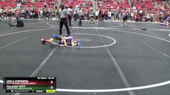 40-45 lbs Round 1 - Jayla Stephens, South Central Punisher Wrestli vs Malinah Witt, Abilene Kids Wrestling Club